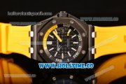 Audemars Piguet Royal Oak Offshore Diver Asia Automatic PVD Case with Black Dial Yellow Rubber Strap and White Stick Markers (EF)