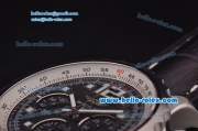 Breitling Chronospace Chronograph Swiss Valjoux 7750 Automatic Steel Case with Black Dial and Black Leather Strap