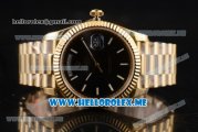 Rolex Day-Date Clone Rolex 3255 Automatic Yellow Gold Case/Bracelet with Black Dial and Stick Markers