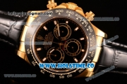 Rolex Daytona Chrono Swiss Valjoux 7750 Automatic Yellow Gold Case with Ceramic Bezel Stick Markers and Black Dial (BP)