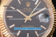 Rolex Day Date II Swiss ETA 2836 Automatic Yellow Gold Case/Bracelet with Black Dial and Stick Markers (BP)