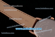 Cartier Ronde Solo Swiss ETA 2836 Automatic Rose Gold Case with Brown Leather Strap Black Roman Numeral Markers and White Dial