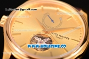 Patek Philippe Calatrava Tourbillon Swiss ETA 2824 Automatic Yellow Gold Case with Stick Markers and Gold Dial