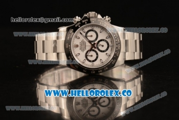 Rolex Daytona Chrono Swiss Valjoux 7750 Automatic Steel Case with White Dial and Steel Bracelet - 1:1 Origianl (AR)