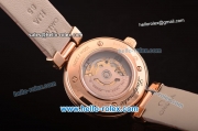 Omega Ladymatic Swiss ETA 2671 Automatic Rose Gold Case with White Stripy Dial and Pink Leather Strap-1:1 Original