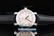 Vacheron Constantin Swiss ETA 2824 Automatic Movement White Dial with Silver Rome Numeral Marker and Black Leather Strap Vacheron Constantin Swiss ETA 2824 Automatic Movement White Dial with Silver Rome Numeral Marker and Black Leather Strap
