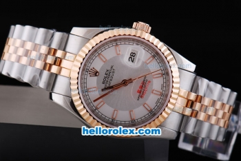 Rolex Datejust Oyster Perpetual Automatic Rose Gold Bezel with White Dial and Rose Gold Marking-Small Calendar