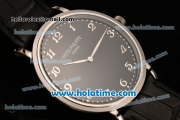 Patek Philippe Calatrava Miyota OS2035 Quartz Steel Case with Arabic Numeral Markers and Black Dial