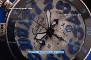 Gaga Milano Chrono 48 Miyota OS20 Quartz PVD Bezel with Silver Dial and Blue Numeral Markers - Blue Rubber Strap
