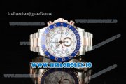 Rolex Yacht-Master Chrono Clone Rolex 4130 Automatic Movement Rose Gold White Dial and Dots Markers Rose Gold Bracelet (JF)