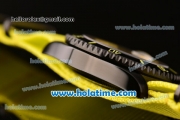 Rolex Submariner Asia 2813 Automatic PVD Case with Yellow Markers Carbon Fiber Dial and Yellow Nylon Strap