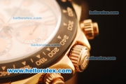 Rolex Daytona Chronograph Swiss Valjoux 7750 Automatic Rose Gold Case with White Dial and Brown Leather Strap