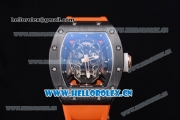 Richard Mille RM052 Miyota 9015 Automatic PVD Case with Skull Dial Dot Markers and Orange Rubber Strap