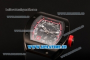 Richard Mille RM 007 Miyota 9015 Automatic PVD Case with Arabic Numeral Makrers Skeleton Dial and Black Rubber Strap