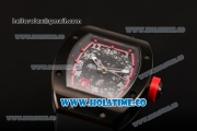 Richard Mille RM 007 Miyota 9015 Automatic PVD Case with Arabic Numeral Makrers Skeleton Dial and Black Rubber Strap