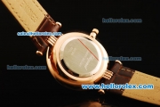 Chopard Happy Sport Swiss Quartz Movement Diamond Bezel with Rose Gold Case and Brown Leather Strap