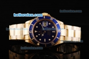 Rolex Submariner Swiss ETA 2836 Movement Gold Case with Blue Dial and Blue Bezel