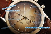 Tag Heuer SLR Chronograph Miyota Quartz Movement Full Steel with Stick Markers and Brown Leather Strap-7750 Coating Case