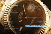 Rolex Datejust II Swiss ETA 2836 Automatic Full Steel with Yellow Gold Bezel and Grey Dial-Roman Markers