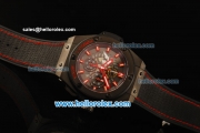 Hublot King Power F1 Monza Chronograph Swiss Valjoux 7750 Automatic Movement PVD Case with Skeleton Dial and Black Strap