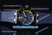 Audemars Piguet Royal Oak Offshore Diver Chrono Miyota OS20 Quartz PVD Case with Blue Dial Stick Markers and Blue Rubber Strap (EF)