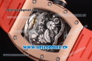 Richard Mille RM053 Miyota 9015 Automatic Rose Gold Case with Skeleton Dial and Red Rubber Strap