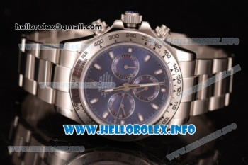 Rolex Daytona Chrono Swiss Valjoux 7750 Automatic Stainless Steel Case/Bracelet with Blue Dial and Stick Markers (BP)