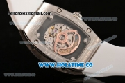 Richard Mille RM007 Miyota 6T51 Automatic Steel Case with Diamonds Dial and White Rubber Strap