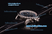 Breitling Chronospace Chronograph Swiss Valjoux 7750 Automatic Steel Case with Blue Dial and Black Leather Strap