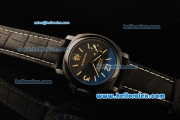 Panerai Luminor Marina PAM00366 Manual Winding Movement ETA Coating Case with Yellow Markers and Black Leather Strap