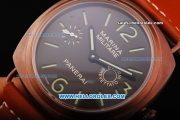 Panerai Marina Militare Manual Winding Movement Brown PVD Case with Black Dial and Green Markers