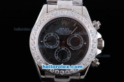 Rolex Daytona Oyster Perpetual Chronometer Automatic ETA Case with White Diamond Bezel,Black MOP Dial and Roman Marking