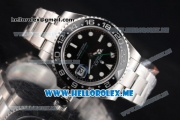 Rolex GMT-Master II Clone Rolex 3186 Automatic Stainless Steel Case/Bracelet with Black Dial and Dot Markers Black Bezel (BP)