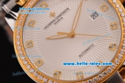 Vacheron Constantin Patrimony Swiss ETA 2824 Automatic Steel Case Diamond/Yellow Gold Bezel with Two Tone Strap White Dial Diamond Markers