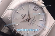 Omega Constellation Co-Axial Swiss ETA 2824 Automatic Full Steel Case with White MOP Dial and Silver Stick Markers