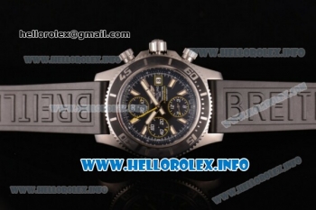 Breitling Superocean Chronograph II Swiss Valjoux 7750 Automatic Steel Case with Black Dial Black Rubber Strap and Yellow Sceond Hand