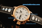 U-Boat Italo Fontana Chronograph Miyota Quartz Movement Rose Gold Case with White Dial and Black Leather Strap