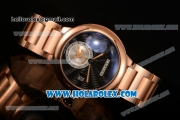 Cartier Rotonde De Miyota Quartz Rose Gold Case/Bracelet with Black Dial