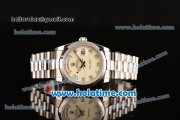 Rolex Day Date Swiss ETA 2836 Automatic Full Steel with Beige Dial and Arabic Numeral Markers