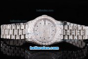Rolex Datejust Oyster Perpetual Automatic ETA Case Full Diamond with Diamond Dial and Blue Round Pearl Marking