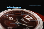 Chopard Happy Sport Swiss Quartz Brown Dial with Diamond Bezel and Brown Leather Strap