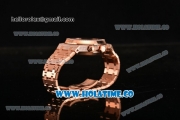 Audemars Piguet Royal Oak Chronograph Swiss Valjoux 7790 Automatic Rose Gold/Diamonds Case with Black Grids Dial Diamonds Bezel and Stick Markers (EF)