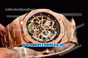 Audemars Piguet Royal Oak Skeleton Tourbillon Swiss Tourbillon Manual Winding Rose Gold Case Skeleton Dial With Dots Markers Rose Gold Bracelet