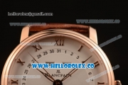 BlancPain Villeret Moonphase & Complete Calendar Miyota 9015 Automatic Rose Gold Case with White Dial Brown Leather Strap and Roman Numeral Markers (AAAF)