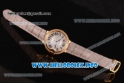 Cartier Ballon Bleu De Large Asia 4813 Automatic Yellow Gold Case with Sliver Dial Diamonds Bezel and Grey Leather strap