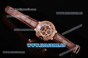 Cartier Ballon Bleu De Tourbillon Asia Automatic Rose Gold Case with Brown Dial and Roman Numeral Markers - Diamonds Bezel