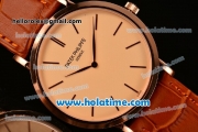 Patek Philippe Calatrava Miyota OS2035 Quartz Rose Gold Case with Champagne Dial and Stick Markers