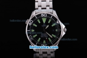 Omega Seamaster Chronometer Automatic with Black Dial,Green Marking and Black Bezel