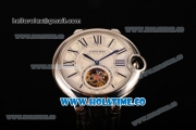 Cartier Ballon Bleu De Tourbillon Asia Automatic Steel Case with White Dial and Black Leather Strap - Roman Numeral Markers