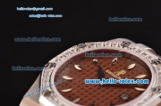 Audemars Piguet Royal Oak Lady Miyota OS2035 Quartz Steel Case with Diamond Bezel Brown Rubber Strap and Brown Dial